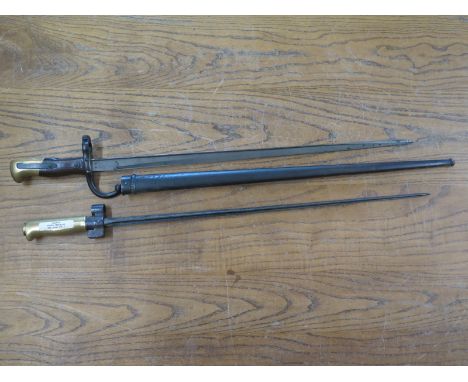 A French model 1874 Gras Bayonet for a model 1874 Gras Rifle with scabbard and a model 1886/93/16  1886 Lebel rifle - 66cm x 