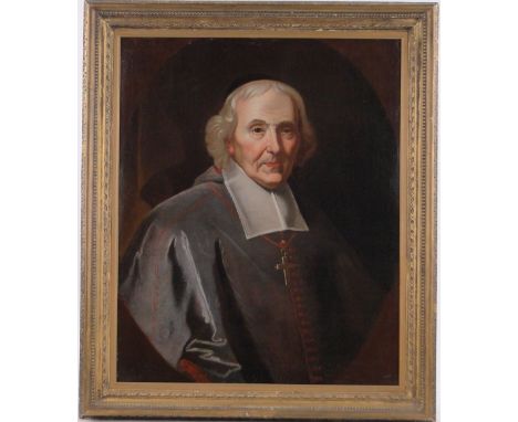 17/18th century oil on canvas, portrait of a man, unsigned, 28" x 23", framed.