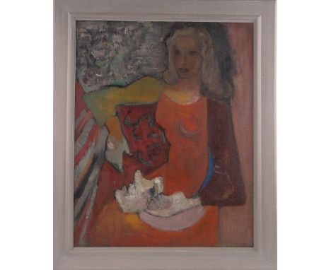Muriel Wilson,oil on canvas, Portrait en Rouge 1936, signed, titled verso, 36" x 29", framed.