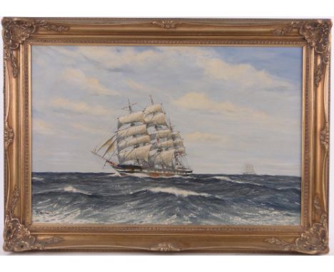 R Bramley,oil on canvas, the clipper ship Benvenue, signed, 20" x 30", framed.
