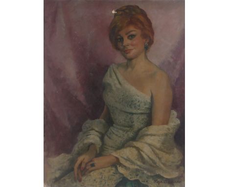 Olga Lehmann,oil on canvas, portrait of a woman, signed, 36" x 28", unframed.