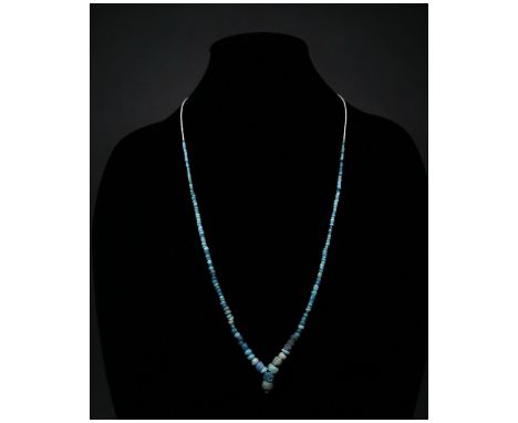 Ca.1-300 AD, Romano-Egyptian. A beautiful restrung necklace comprising faience and glass beads in an evocative turqouise colo