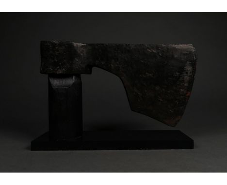 c. 900-1100 AD. Viking Age. An iron bearded axehead with a heavy curved blade and a round socket. The bearded axe, or Skeggøx