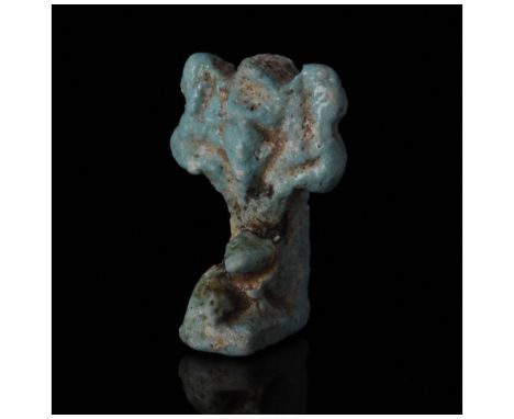 712-30 BC, Late Period/Ptolemaic. A very fine blue faience Shu amulet with raised detail. Pierced longitudinally for suspensi