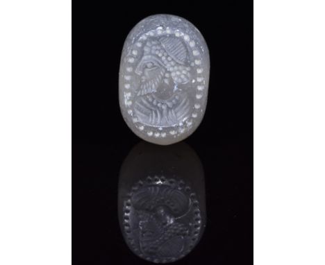 C. 224 to 651 AD. Sassanian. A beautiful Sassanian carved seal bead featuring a portrait of a bearded man in profile wearing 
