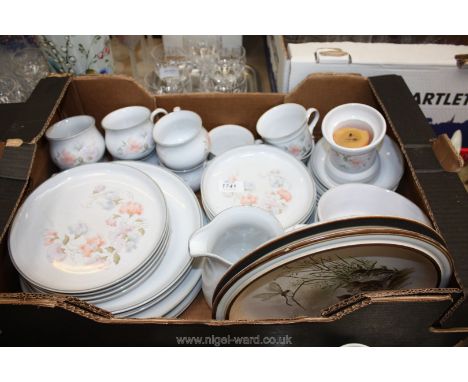 A quantity of Denby 'Encore' china including dinner and tea plates, cups, saucers, large jug, dishes, etc and other Denby pla