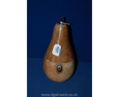 An Elm/Oak Tea Caddy in the form of a pear, no lining, 9 1/2'' tall.