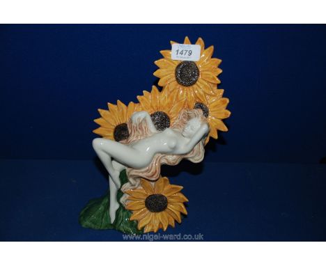 A Carltonware 'The Carlton Girl Sunflower' limited edition Figure, no. 337/600, modelled by Andy Moss.