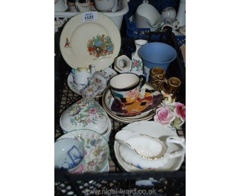 A quantity of china including an Elijah Cofton Lord Nelson ware child's tea plate, hand painted Shorter & Sons Tea cup and sa