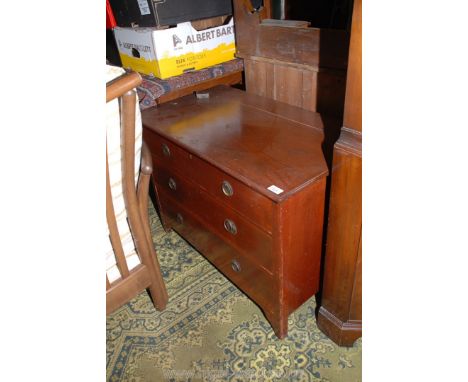 An Edwardian Mahogany low Flight of three Drawers, rectangular top with moulded edges over three Mahogany lined drawers with 