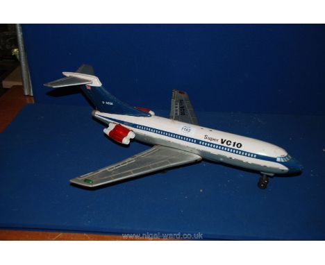 A Japanese tinplate model of a Super VC10 (1978), length 60 cms, wingspan 48 cms.