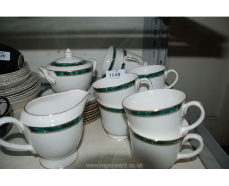 A Royal Worcester Medici part Teaset comprising eight cups, saucers and tea plates, lidded sucrier and milk jug.