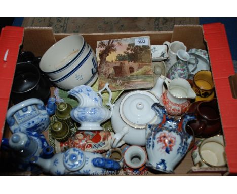 A quantity of china including oriental style, Torquayware, Prinknash, Minton tile a/f, etc.