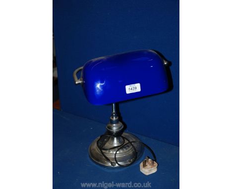 A blue Banker's Lamp