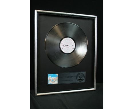 GO-GO'S - RIAA platinum  award presented to "A & M RECORDS, INC" to commemorate the sale of more than 1,000,000 copies of the