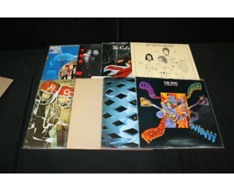 THE WHO - Collection of 8 x LPs to include A Quick One/Sell Out Double LP, Tommy, Live at Leeds (red stamp; 11 inserts - miss