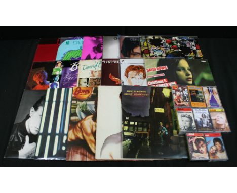 DAVID BOWIE - Collection of 14 x LPs, 3 x 12" Singles and 8 x cassettes to include Ziggy Stardust, Aladdin Sane (with Fan Clu