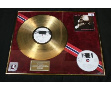 ELTON JOHN - Norwegian gold disc award presented to Pig Pig Music to commemorate sales in excess of 50,000 copies of "Sleepin