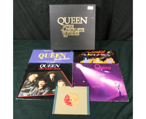 QUEEN - Collection of 1 x Box Set, 1 x 7" & 4 x LPs to include The Complete Works limited edition 14 LP box set #49 complete 