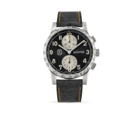 Eberhard Tazio Nuvolari chronograph 31076, 2020sStainless steel round case, n.0195, rectangular pushers, display back.Black d