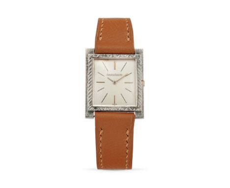 Jaeger-LeCoultre Tank 4421, 70s18k white gold rectangular case with woven finishing, n.952407.Argenté dial, applied indexes.H