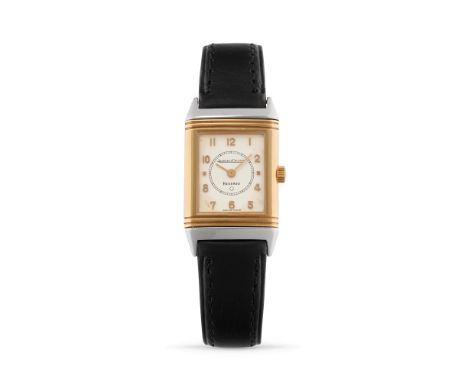 Jaeger-LeCoultre Reverso 140.025.5, 90sStainless steel and 18k gold reversible rectangular case, n.1610703.White dial with gr