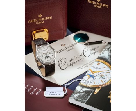 Patek Philippe perpetual calendar 3940G, 90s18k white gold round case, n.4058924, display back (additional 18k white gold sol