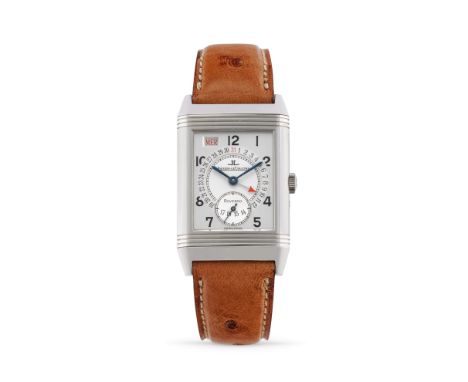 Jaeger-LeCoultre Reverso calendar 270.8.36, 2000sStainless steel reversible rectangular case, n.2022176.Two-tone argenté dial