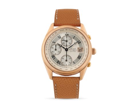 Girard Perregaux Olimpico 4900 chronograph, 80s18k rose gold round case, n.170, round pushers.Argenté dial with guilloché and