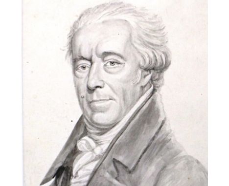 19th century pencil and watercolour wash portrait of a gentleman, indistinctly signed, 13 x 19 cm. Not available for in-house