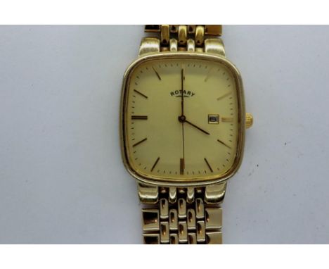 ROTARY: gents wristwatch with date aperture on a gold plated bracelet, requires battery. P&amp;P Group 1 (£14+VAT for the fir