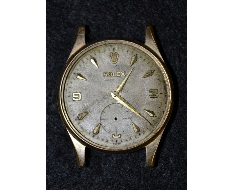 Rolex - a vintage 1960s Rolex Precision 9ct gold cased watch head, silvered dial, Arabic numerals, arrow batons, minute track