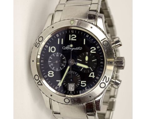 Men's Breguet Transatlantique Stainless Steel Chronograph Automatic Movement Watch. Minor surface wear from normal use otherw