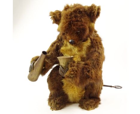 Antique Roulet et Descamps Driking Bear Automaton. Unsigned. Minor fur losses, small split to copper cup otherwise good antiq