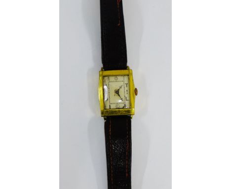 Gents vintage Masonic wristwatch on leather strap 