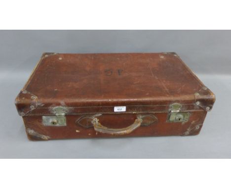 Vintage brown leather suitcase 