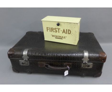 Vintage faux crocodile skin case and a Mini Max first aid kit, (2) 