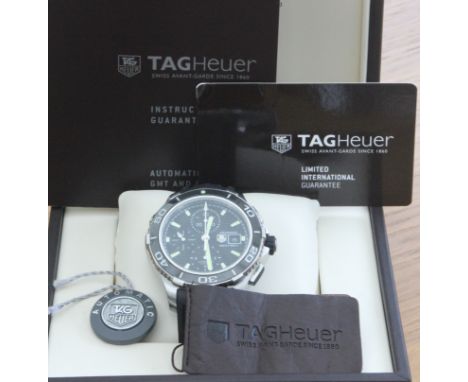 A Tag Heuer Aquaracer Calibre 16 automatic chronograph 500m, water resistant to 500m, helium valve at 10, scratch resistant b