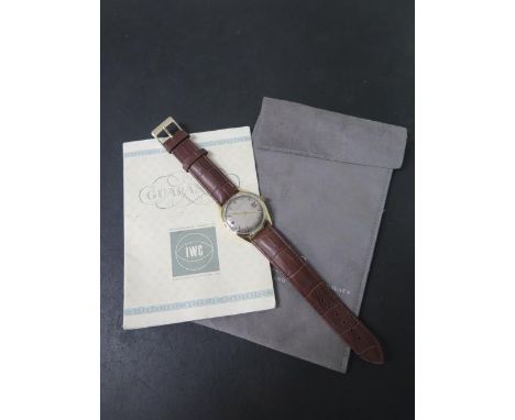 A very good gentleman's vintage 1960's IWC automatic wristwatch with 18ct gold case, brushed satin finish, coffee dial with c