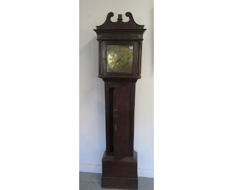 An 18th / 19th century oak 30 hour longcase clock with a brass 11 1/4" square dial, signed Saml Vale Coventry, 81" tall, late