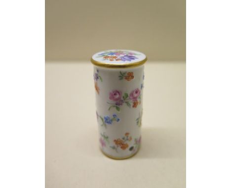 A 19th century Meissen porcelain stopper enamel decorated with a floral design, 5cm tall, good condition 