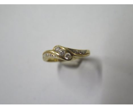 A yellow gold diamond ring marked 0.22, tests to approx 18ct, ring size O, generally good, approx weight 1.2 grams 