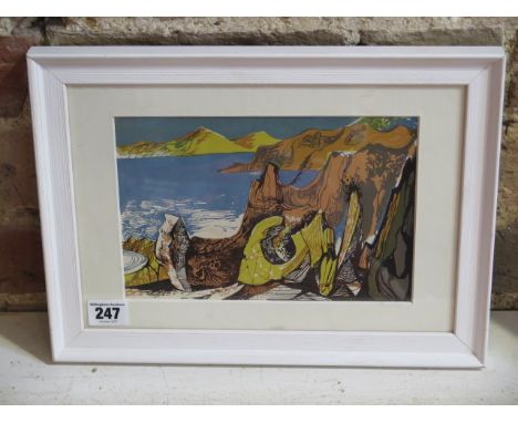 A John Minton lithograph Beach, in a white painted frame 25cm x 34cm, in good condition 