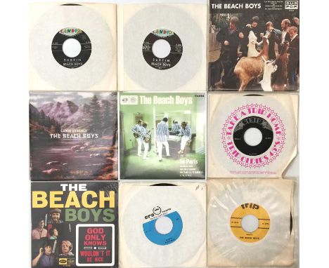 BEACH BOYS - 7" COLLECTION (WITH EARLY CANDIX RECORDS COPIES OF SURFIN). Set of 9 x 7" from The Beach Boys. To include Surfin