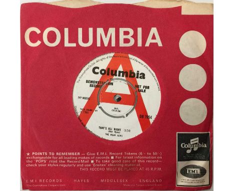 THE BLUE ACES - THAT'S ALL RIGHT 7" (DEMO - DB 7954). A magnificent promotional copy of The Blue Aces - That's All Right c/w 