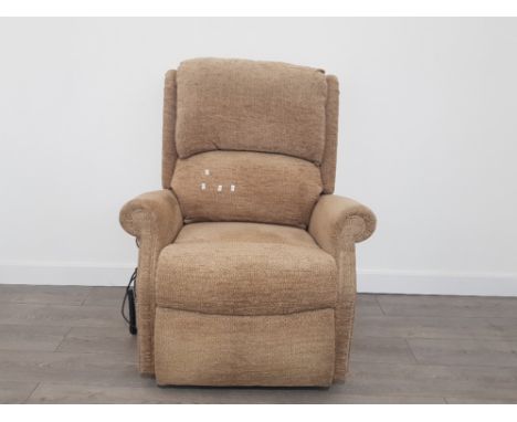 ELECTRIC RECLINING ARMCHAIR IN LIGHT BROWN FABRIC