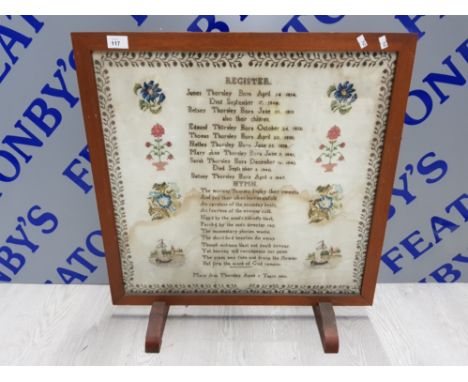 FIRE SCREEN TAPESTRY BY MARY ANN THORNLEY AGED 9