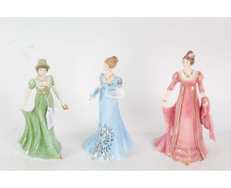 Set of three Royal Worcester figurines 'Elizabeth Bennett, Lydia Bennett, and Jane Bennett', limited edition, two numbered 25