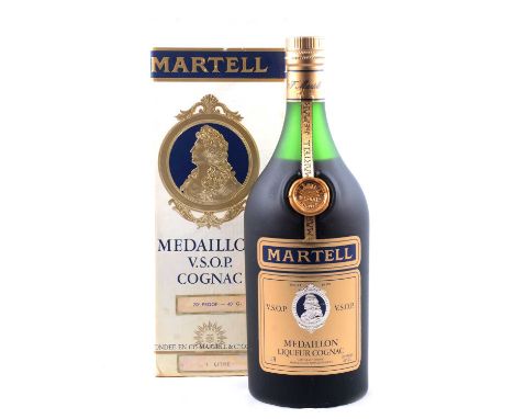 Martell Medaillon VSOP Cognac, 1970s bottling, believed purchased 1971, 1L, 70 proof, in carton.