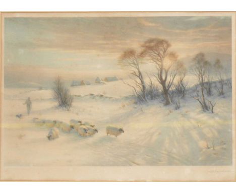 Joseph Farquharson,Winter,colour print, signed,52x72cm.Condition report:All over discolouration of the paper - really rather 